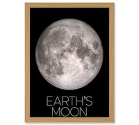 NASA Our Solar System Earth's Moon Lunar Orbiter Image Artwork Framed Wall Art Print A4 Artery8 Light Oak One Size