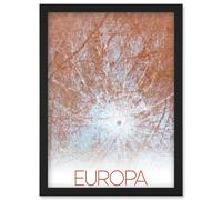 NASA Our Solar System Europa Jupiter's Moon Pwyll Crater Artwork Framed Wall Art Print A4 Artery8 Black One Size