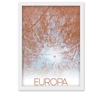 NASA Our Solar System Europa Jupiter's Moon Pwyll Crater Artwork Framed Wall Art Print A4 Artery8 White One Size