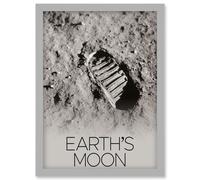 NASA Our Solar System Moon Apollo 11 Boot Print Lunar Surface Artwork Framed Wall Art Print A4 Artery8 Light Grey One Size