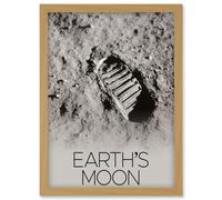 NASA Our Solar System Moon Apollo 11 Boot Print Lunar Surface Artwork Framed Wall Art Print A4 Artery8 Light Oak One Size