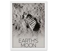 NASA Our Solar System Moon Apollo 11 Boot Print Lunar Surface Artwork Framed Wall Art Print A4 Artery8 White One Size