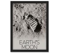 NASA Our Solar System Moon Apollo 11 Boot Print Lunar Surface Artwork Framed Wall Art Print A4 Artery8 Black One Size