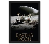 NASA Our Solar System Moon Lunar Roving Vehicle Apollo 15 Artwork Framed Wall Art Print A4 Artery8 Black One Size