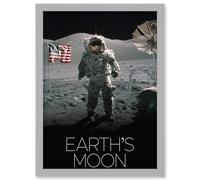 NASA Our Solar System Moon Surface Apollo 17 Astronaut Artwork Framed Wall Art Print A4 Artery8 Light Grey One Size
