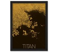 NASA Our Solar System Titan Saturn's Moon Ligeia Mare Lake Artwork Framed Wall Art Print A4 Artery8 Black One Size