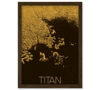 NASA Our Solar System Titan Saturn's Moon Ligeia Mare Lake Artwork Framed Wall Art Print A4 Artery8 Brown One Size