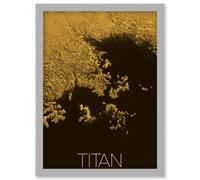 NASA Our Solar System Titan Saturn's Moon Ligeia Mare Lake Artwork Framed Wall Art Print A4 Artery8 Light Grey One Size