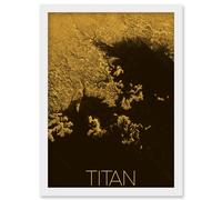 NASA Our Solar System Titan Saturn's Moon Ligeia Mare Lake Artwork Framed Wall Art Print A4 Artery8 White One Size