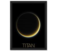 NASA Our Solar System Titan Saturn's Moon Night Side Artwork Framed Wall Art Print A4 Artery8 Black One Size