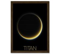 NASA Our Solar System Titan Saturn's Moon Night Side Artwork Framed Wall Art Print A4 Artery8 Brown One Size