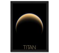 NASA Our Solar System Titan Saturn's Moon North Pole Artwork Framed Wall Art Print A4 Artery8 Black One Size