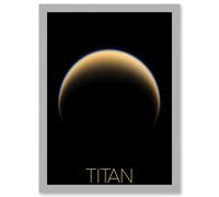 NASA Our Solar System Titan Saturn's Moon North Pole Artwork Framed Wall Art Print A4 Artery8 Light Grey One Size