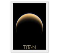 NASA Our Solar System Titan Saturn's Moon North Pole Artwork Framed Wall Art Print A4 Artery8 White One Size