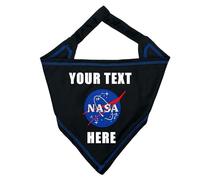 NASA Personalized Tie Around Bandana for Dogs & Cats, Size Small/Medium. Custom Dog Bandana Scarf Bib for Pet Cat Dog. The Ultimate Outer Space & Party Customizable Bandana
