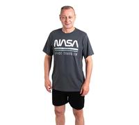 NASA Pyjamas for Men - Space Traveler Pyjama Set Short Sleeve Top with Trousers Grey