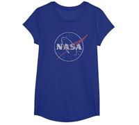 NASA Retro Distressed Bug Logo Space Exploration Science T-Shirt, Girls, Royal Blue, Small