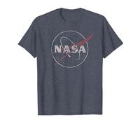 NASA Retro Distressed Bug Logo Space Exploration Science T-Shirt, Men, Heather Blue, Medium