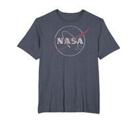 NASA Retro Distressed Bug Logo Space Exploration Science T-Shirt, Men's Big and Tall, Heather Blue, 3X Tall