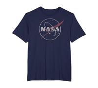 NASA Retro Distressed Bug Logo Space Exploration Science T-Shirt, Men's Big and Tall, Navy Blue, 4X Tall