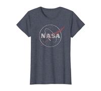 NASA Retro Distressed Bug Logo Space Exploration Science T-Shirt, Women, Heather Blue, Medium