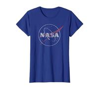NASA Retro Distressed Bug Logo Space Exploration Science T-Shirt, Women, Royal Blue, Small