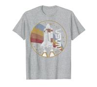 NASA Shuttle Launch with Rainbow Graphic T-Shirt C2 T-Shirt, Men, Heather Grey, Medium