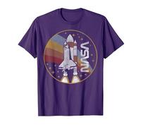 NASA Shuttle Launch with Rainbow Graphic T-Shirt C2 T-Shirt, Men, Purple, 3X-Large