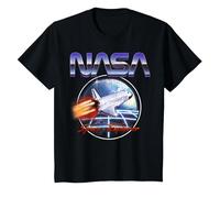 NASA Space Explorer 80's Neon Chrome Retro Vintage Tee T-Shirt, Youth, Black, Small