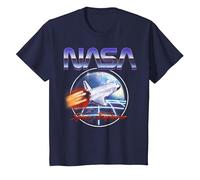 NASA Space Explorer 80's Neon Chrome Retro Vintage Tee T-Shirt, Youth, Navy Blue, 4T