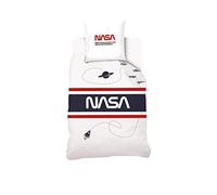 NASA - Space Ship Bed Linen - Duvet Cover 140 x 200 cm + 1 Pillowcase 63 x 63 cm - Single Bed Linen Set - Children/Teenagers - White - 100% Cotton