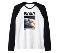 NASA Space Shuttle Discovery Over Earth Space Raglan Baseball Tee