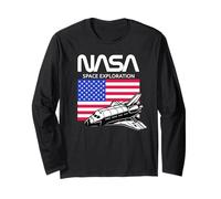 NASA Space Shuttle Exploration US Flag Long Sleeve T-Shirt