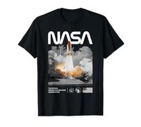 NASA Space Shuttle Launch Colored Black White Worm Logo T-Shirt