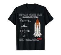 NASA Space Shuttle Spacecraft System Schematic Worm Logo T-Shirt