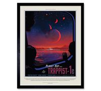 Wee Blue Coo NASA Space Travel Advert Trappist 1E Art Print Framed Poster Wall Decor 12x16 inch