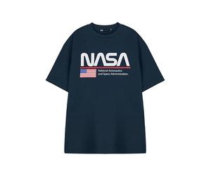 NASA Space Unisex Blue Short Sleeve Graphic Tee | Official NASA Logo T-Shirt | Astronaut Space Exploration Shirt | Galaxy Universe Apparel Top | Astronomy Fan Gift