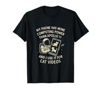 NASA Style Space Cat Video Phone Power Graphic T-Shirt