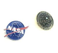 NASA Two Pack Carl Sagan A Mote Of Dust Suspended In A Sunbeam Quote & Meatball Logo Metal Enamel Pin Badge Space Exploration Apollo Gemini Mercury USA