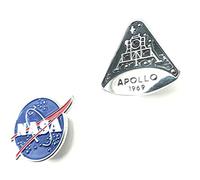 NASA Two Pack Meatball Logo & Apollo 11 Lunar Landing Moon Metal Pin Badge Space Exploration Apollo Gemini Mercury USA Armstrong