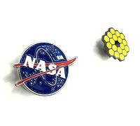 NASA Two Pack Meatball Logo & JWST James Webb Space Telescope Metal Pin Badge Space Exploration USA