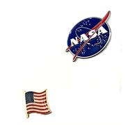 NASA Two Pack USA Country Flag & Meatball Logo Metal Enamel Pin Badge Space Exploration Apollo Gemini Mercury United States of America