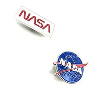 NASA Two Pack Worm & Meatball Logo Metal Enamel Pin Badge Space Exploration Apollo Gemini Mercury USA