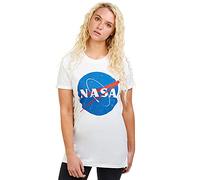 Nasa Women's CIRCLE LOGO Regular Fit Crew Neck Short Sleeve T - Shirt, White (White White), 8 (Manufacturer Size:Small)