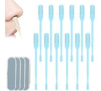 Nasal Hair Cutter, 2025 Upgraded Portable Manual Nasal Hair Trimmer for Women Men, 360° Rotating Double Sided Nose Hair Knife, Travel Essentials Nose Hair Remover Grooming Tool Blue 12 piezas