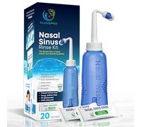 Nasal Rinse Kit - 300ml Bottle + 20 Saline Packets - Neti Pot for Sinus Relief & Nasal Hygiene - PH Balanced, Drug-Free, Preservative-Free - Suitable for Adults & Children 5+