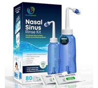 Nasal Rinse Kit - 300ml Neti Pot Bottle + 80 Saline Packets - Sinus Rinse System for Adults & Kids - Natural, Drug-Free, PH Balanced Nasal Wash for Allergy & Cold Relief