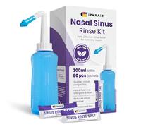 Nasal Rinse Kit - 300ml Neti Pot Bottle + 80 Saline Packets - Sinus Rinse System for Adults & Kids - Natural, Drug-Free, PH Balanced Nasal Wash for Allergy & Cold Relief
