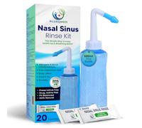 Nasal Rinse Kit - 500ml Bottle + 20 Saline Packets - Neti Pot for Sinus Relief & Nasal Hygiene - PH Balanced, Drug-Free, Preservative-Free - Suitable for Adults & Children