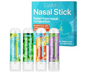 Nasal Stick 4 Pack, Nasal Inhaler Stick Instant Relief Boost Energy from Nasal Congestion and Easy Breathing with Refreshing, Cool Feeling Perfect for Work, Study or Travelling